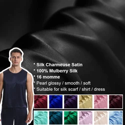 100% Silk Charmeuse Satin Fabric 114cm width 16momme Pure Silk Pajama Fabrics Soie Satin Dresses Material 200 Colors Stock