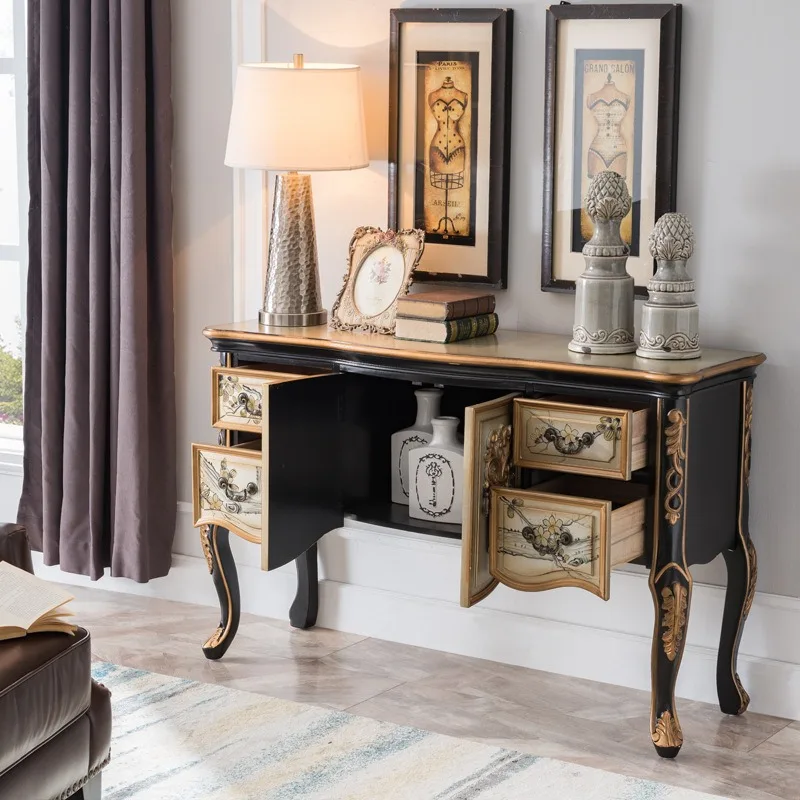 Supreme American solid wood dining side cabinet wine cabinet villa entrance entrance entrance table against the wall entrance co
