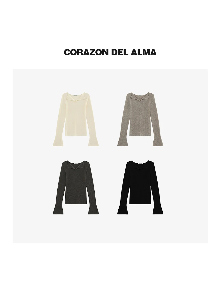 

Ruched V-Ne Slim Fit Wool Blend Knit Base irt with Bell Sves Faionable Casual Wear for Women hine Waable