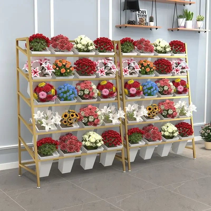 Multi-layer flower bucket display stand metal wedding