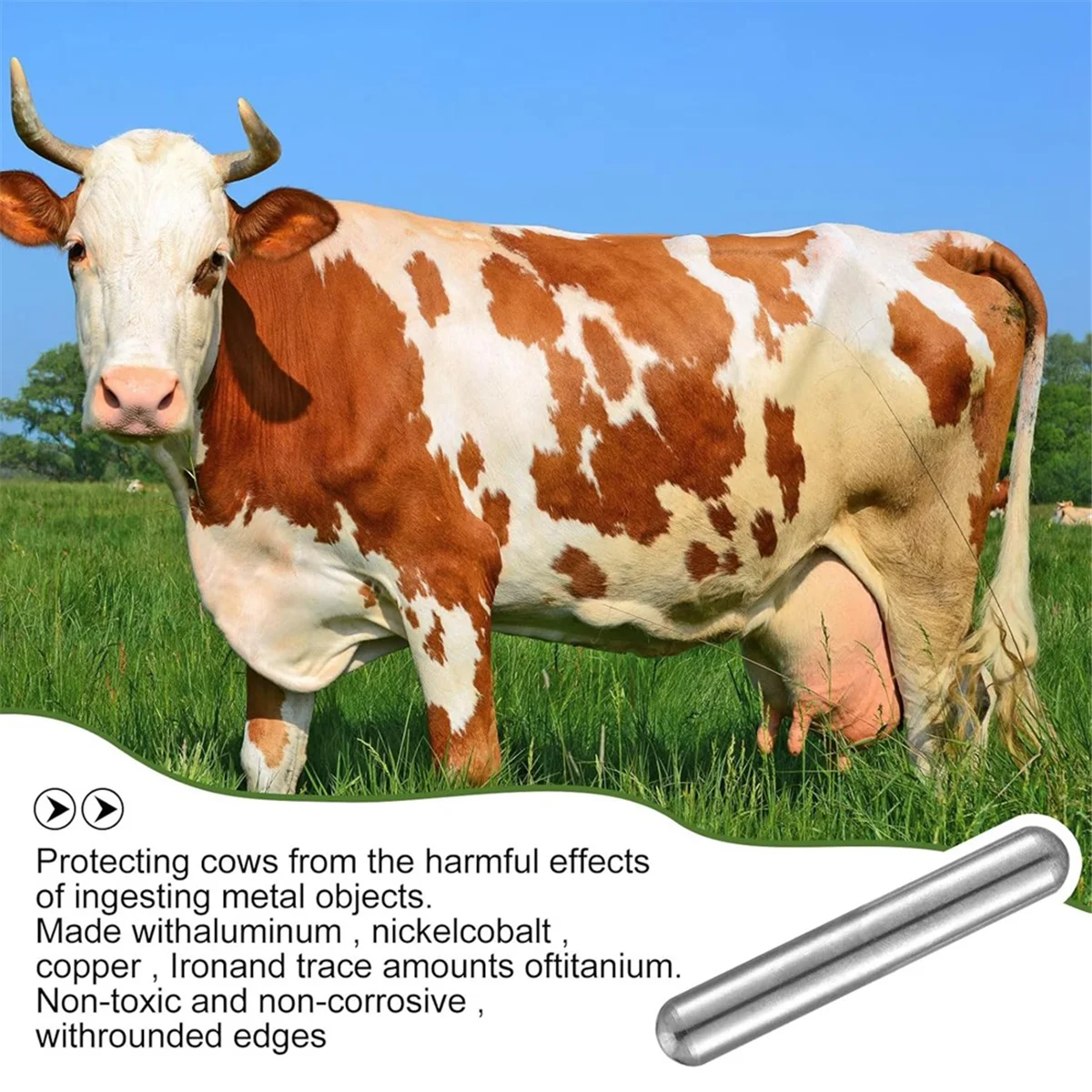 A002 3 peças cilindro magnético de vaca alnico localizador de pinos magnéticos de 0,50 polegadas de diâmetro, comprimento de 3 polegadas, prata