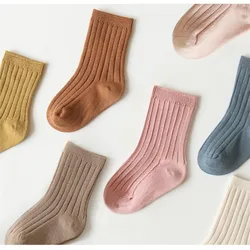 0-8T Children's Baby Socks For Girls Boys Cotton Solid Kids Short Socks Spring Autumn Striped Toddler Sport Sock Accessories New