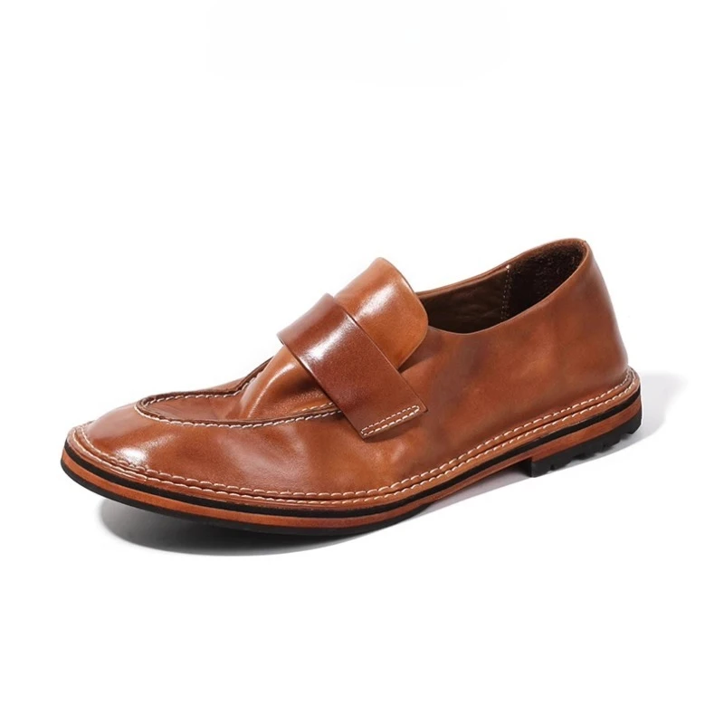 

Американские модные лоферы ручной работы, мужская деловая повседневная кожаная обувь, молодежная мужская обувь на весну и лето, офисные туфли из натуральной кожи на плоской подошве