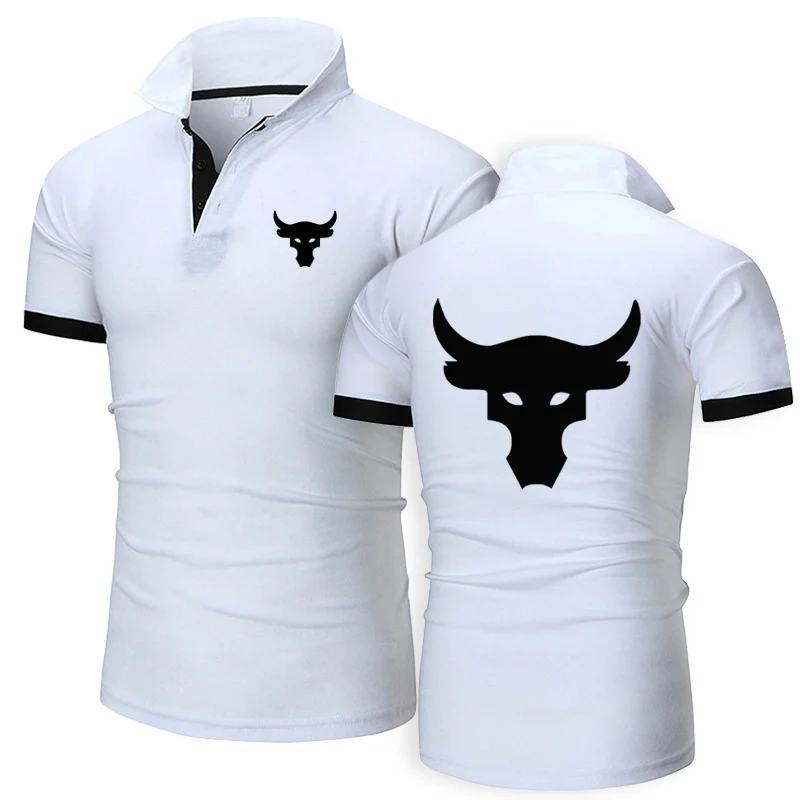 Dwayne Johnson Brahma Bull Tattoo Men's Fashion POLO Shirt Tshirt Summer Short Sleeved Lapel Premium Breathable Fitness Top