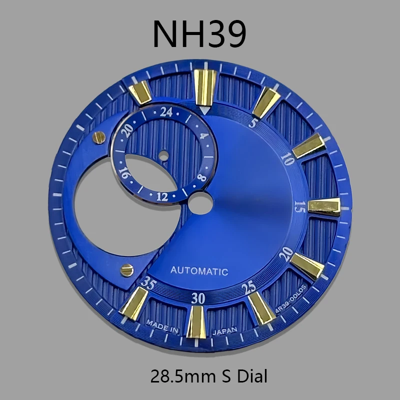 Dial NH39 28.5mm dengan logo S, cocok untuk modifikasi jam tangan klasik hollow sunburst dengan mesin NH39.