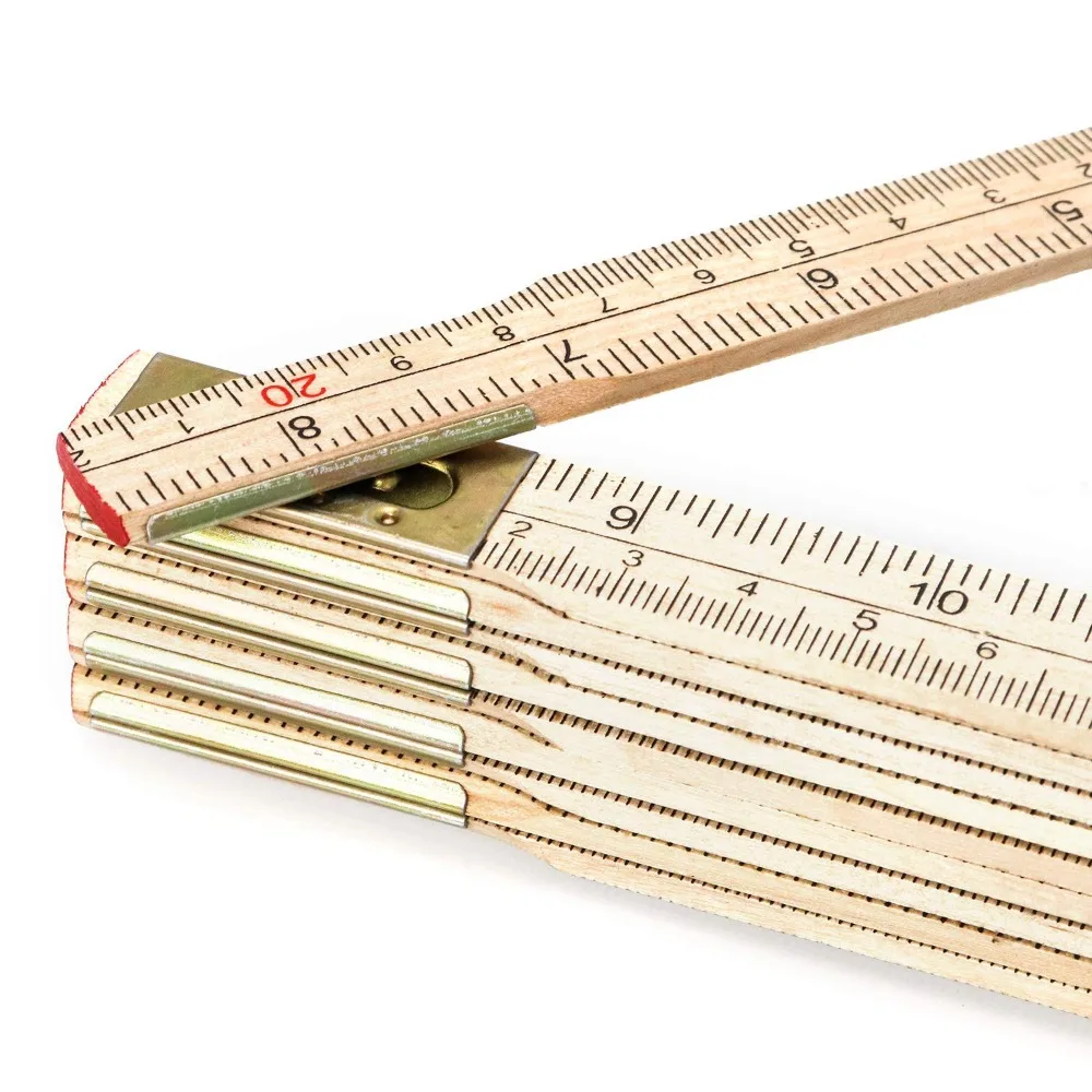 Folding Wood Rule, 6 FT 6 Inch Foldable Ruler with US and Metric Measurements for Carpenters