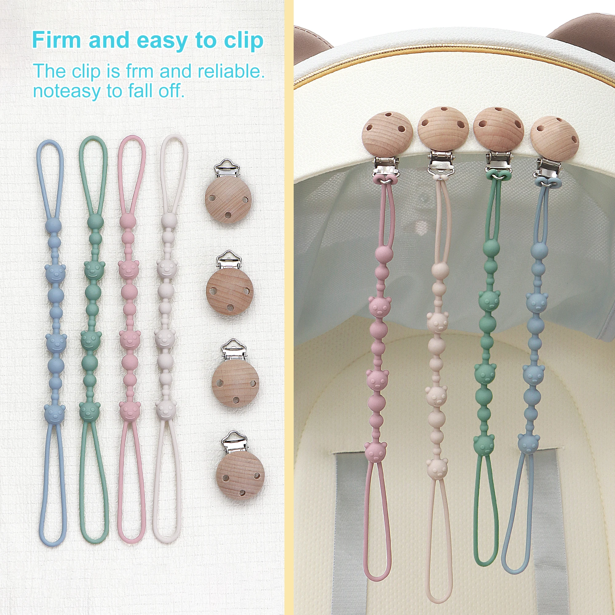 

Силиконовый зажим для сосков в форме медведя, эластичная силиконовая цепочка для сосков, с цельным дизайном и веревкой, держателем для сосков.