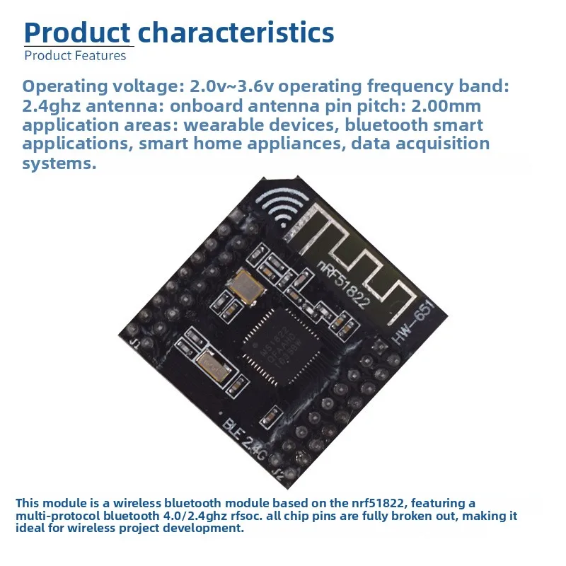 BLE Module Bluetooth 4.0 nRF51822 2.4G Small Size QFAC for IoT