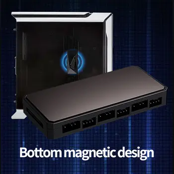 TEUCER LP-6P ARGB dálkové ovládání 6cestný rozbočovač 4pinový PWM chladicí ventilátor pro počítačovou skříň, šasi, chladič, SATA napájecí zdroj 8 nejlepší prodej 6pinový rozbočovač ventilátorů - №5