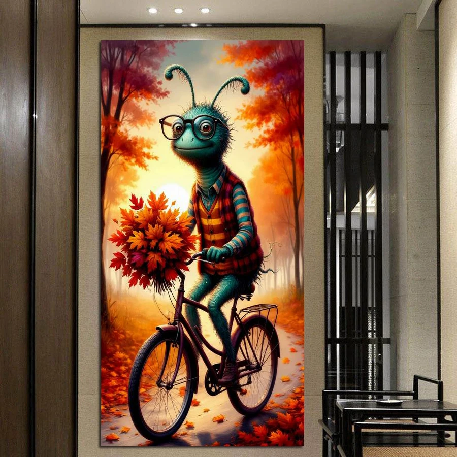 

Fullcang Autumn Landscape Bike Large Size Diy Diamond Painting Kits Full Square Round Drill Mosaic Embroidery Picture Wall Decor