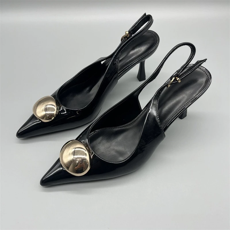 

Luxury Metal Decor High Heels for Women Pointed Toe Stiletto Pumps, Sexy Elegant Dress Shoes for Evening Party & Office Wear