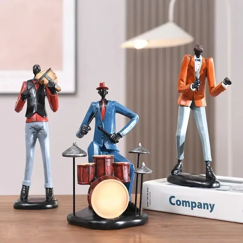 High End Retro Jazz Band Statue Novel Resin Music Character Figurine Pop Light Luxury Bookshelf Decor Soul Singer Art Supplies