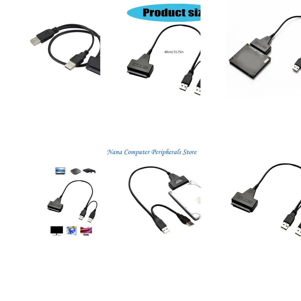 F68C SATAs SSDs HDD to USB Converters Cable with Two USB Port for Notebook Storage