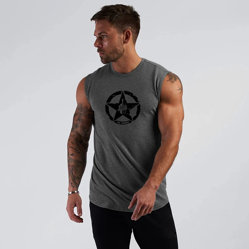 

New Workout Cotton Mens Tank Top Gym Brand Casual Clothing Weightlifting Fitness Singlet Fashion Sleeveless Running Undershirt