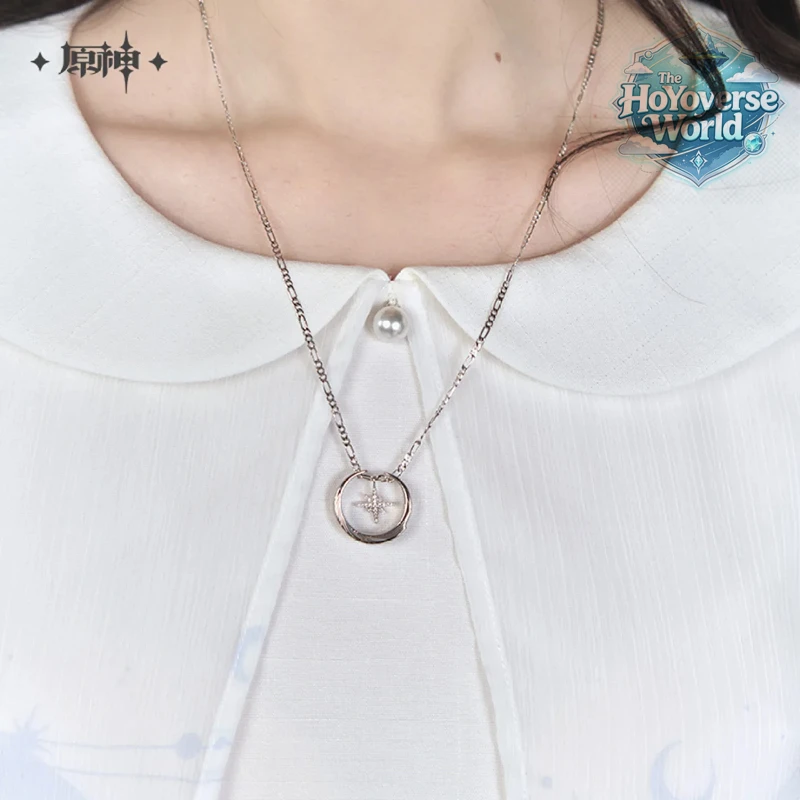 [Original] Genshin Impact Columbina Cosplay Diy Accessories Moon Maiden Metal Pendant Damselette Necklaces Rings Set Xmas Gifts - view 2