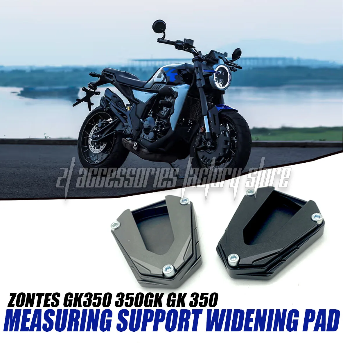 

Motorcycle Kickstand Side Stand Extension Pad Widen Foot Side Support Plate New For ZONTES GK350 350GK GK 350