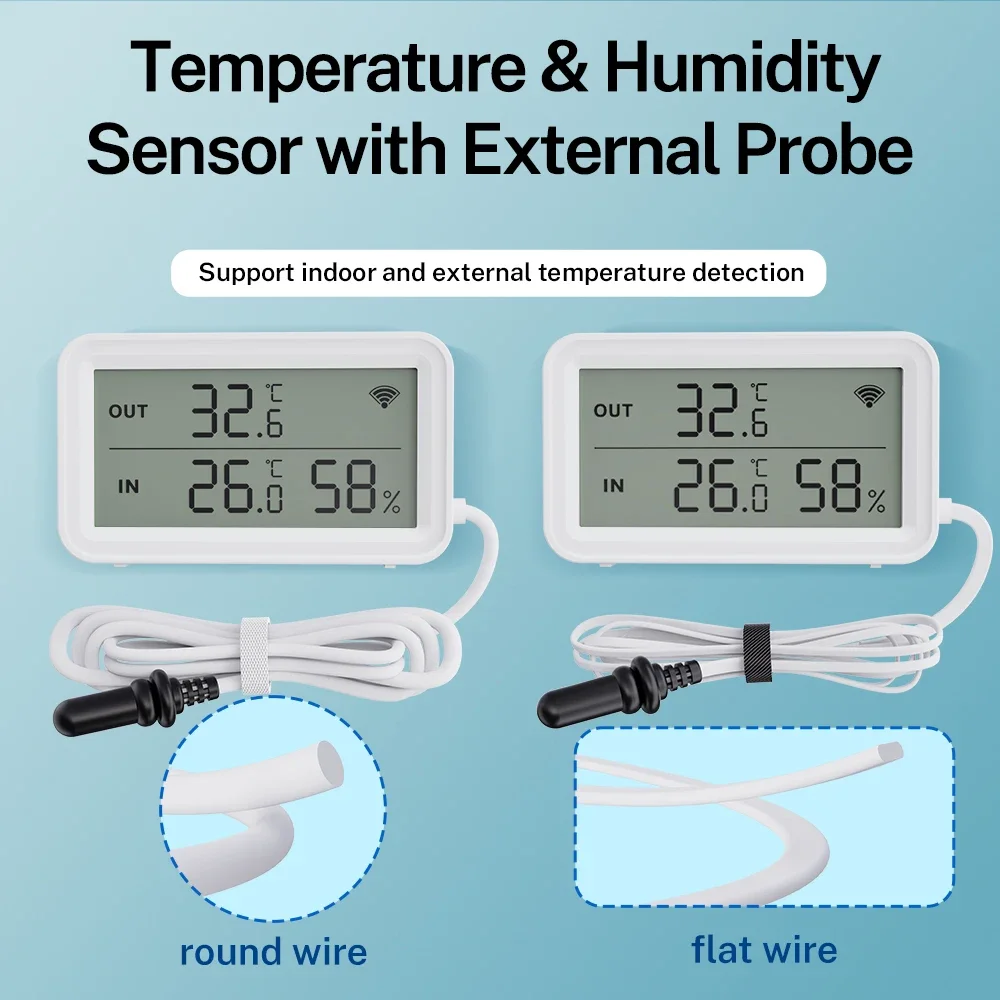 Tuya WiFi Temperature Humidity Sensor with External Probe Automation Remote Monitoring APP Work with Smart Life Google Assistant