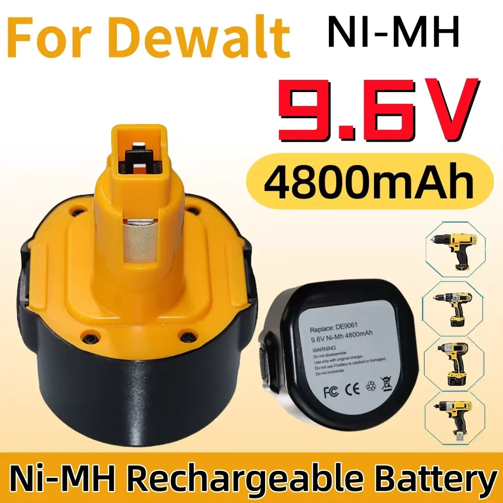 

9.6V 4800mAh Ni-MH Battery For Dewalt Power Tool Battery DE9061 DE9062 DW9061 DW9062 DE9036 DW911 DW921 DW9614