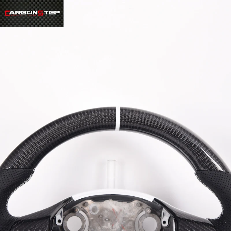 Gloss Carbon Fiber Steering Wheel Black Leather Flat Yoke Sterring Wheels for Tesla Model 3 Y X S - view 4