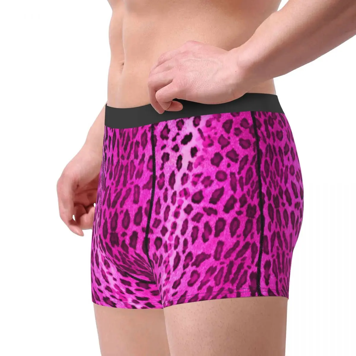 Custom Pink Leopard Boxer Shorts For Men 3D Printed Male Animal Skin Print Underwear Panties Briefs Stretch Underpants