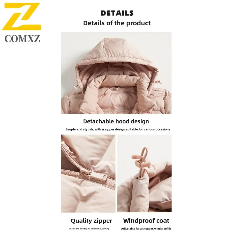 COMXZ 2025 الرجال جديد خفيفة الوزن أسفل سترة الشتاء الوقوف طوق سترة 80% الأبيض بطة أسفل الباردة برهان الحرارية معطف مقنع غير رسمي