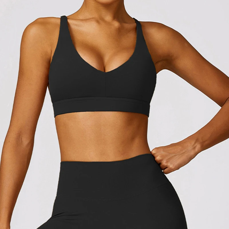 Soutien-gorge push-up de yoga respirant à séchage rapide pour femme, haut d\'entraînement, vêtements de sport, brassière de fitness et de course à