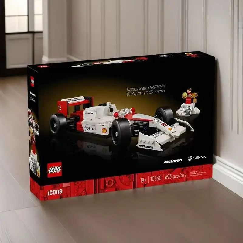 LEGO 10330 icon McLaren MP4/4 and Elton Senna mini character model car kit, suitable for Christmas gifts for ages 18 and above