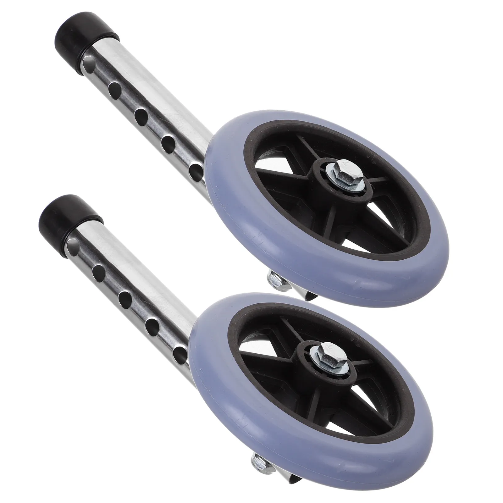 1Pair Replacement Wheels for Walker Stainless Steel Rubber Front Heavy Duty Universal Silent Smooth Rolling Walker Accessory