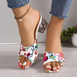 High Heels Women Slippers Chunky Fashion Sandals Designer New Shoes Slingback Flip Flops Dress Pumps Femme Slides