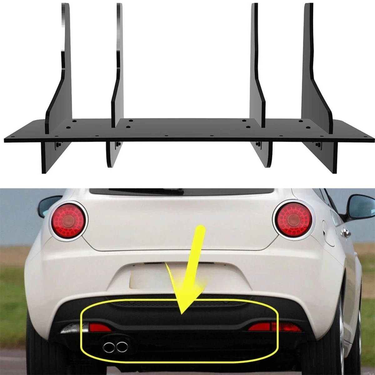 

For Alfa Romeo Mito 2009-2015 Car Rear Bumper Spoiler Lip Diffuser Modification Part Bumper Guard Protector Cover Accessories