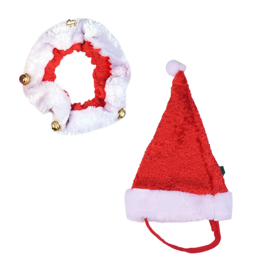 

Pet Santa Hat Collar Set Size M Christmas Adjustable Dog Cat Holiday Party Dress Accessories Pet Santa Hat Cat Christmas Dress