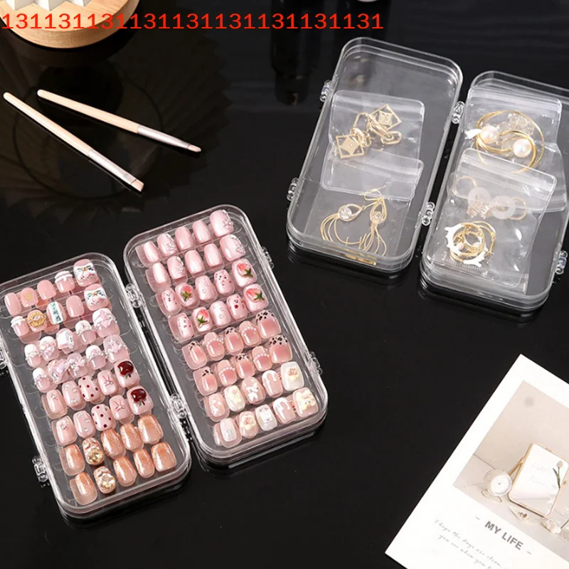 Three-Fold Press-On Nail Storage Boxes Transparent Plastic Nail Storage Box Press-On Nail Organizer For False Nails Display - view 6