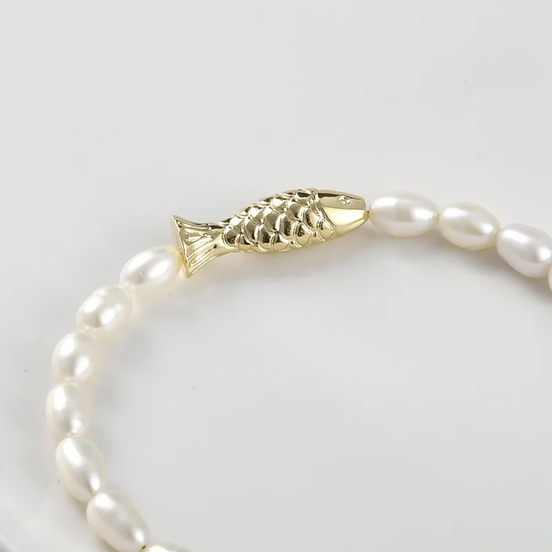 Copper-plated 14k Gold Color Straight Hole Small Fish Bead Diy Handmade Beaded Bracelet Necklace Jewelry Accessories Material