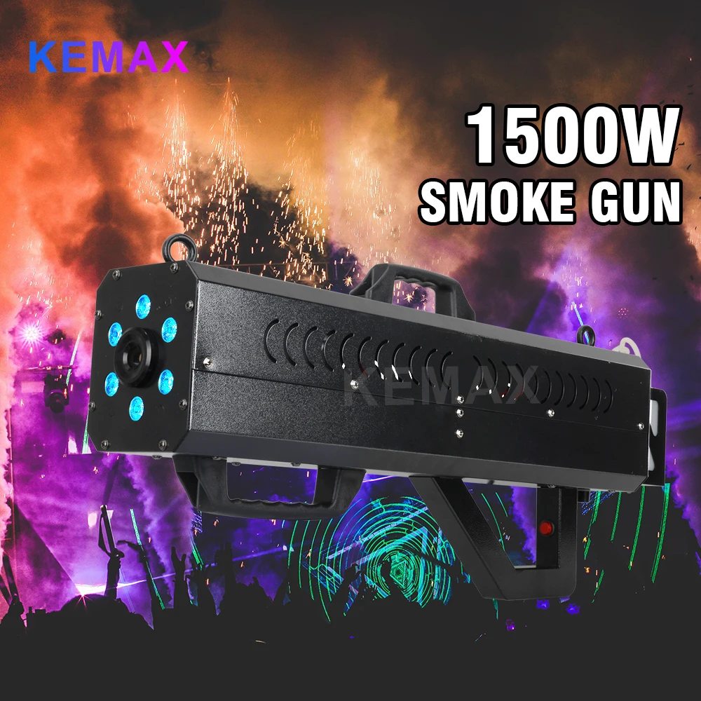 

Portable Handheld Smoke Machine 1500W LED Stage Lighting Effects Party Disco Fog Gun DJ Equipment Smoke Sprayer For Club Bar