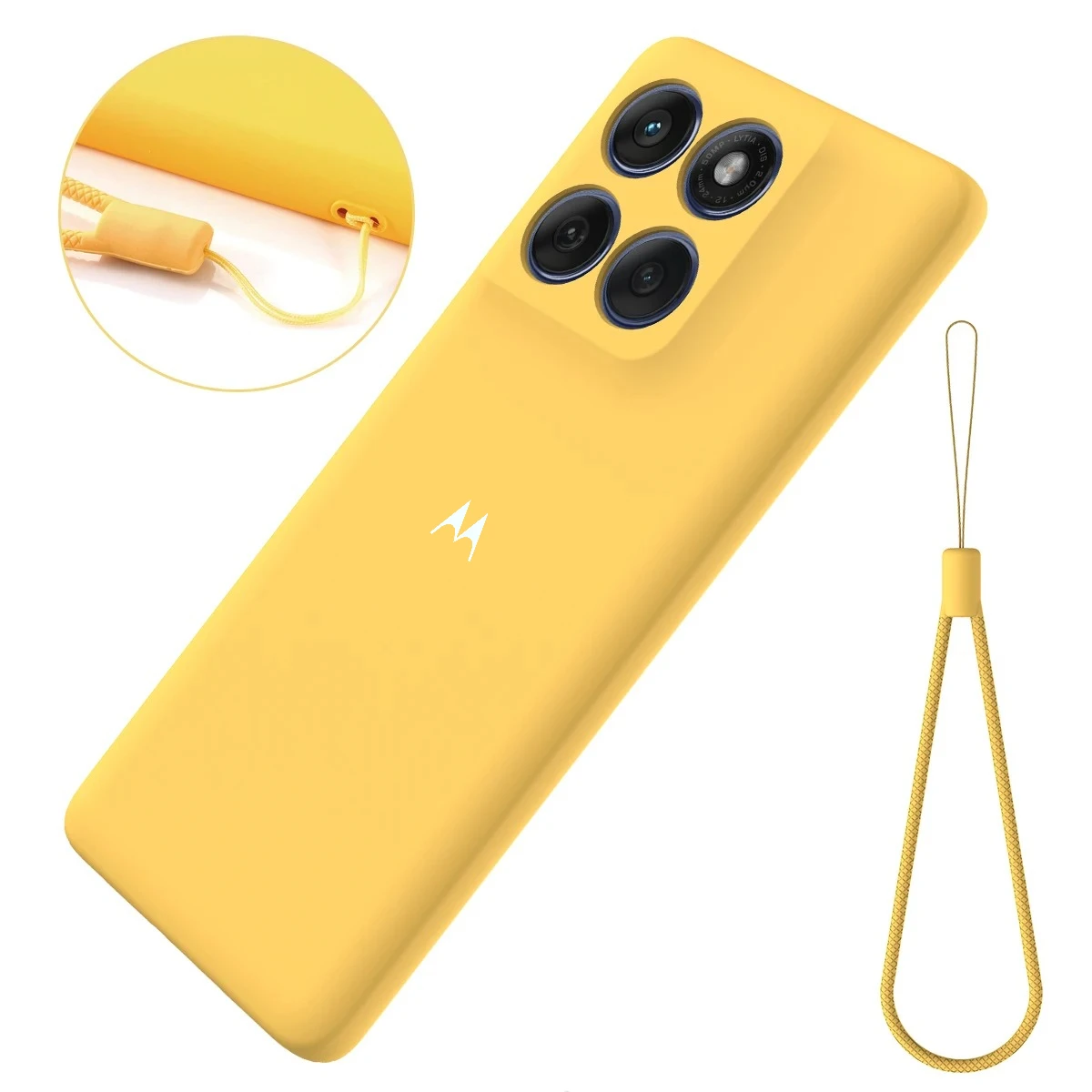 Original Flüssig-Silikon Hautgefühl Handyhülle für Moto G77/67/57/17 Power G86 Edge 70 Ultra 60 50 Pro mit Handschlaufe Schutzhülle – Detail 1