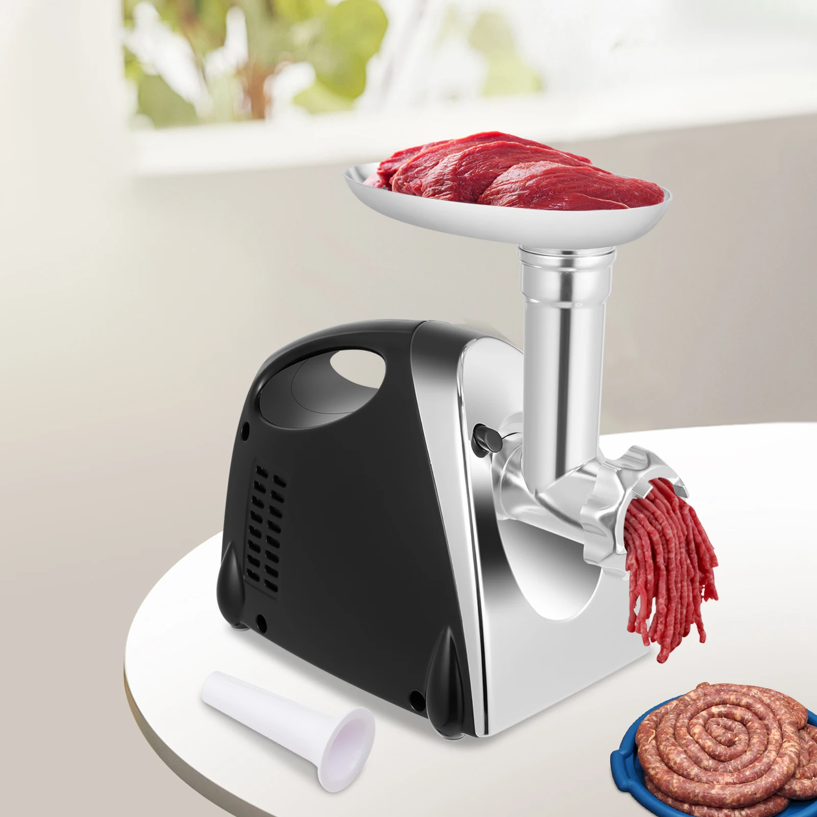 Picadora de carne de 800W, picadora de carne eléctrica multifuncional, picadora de carne con bandeja de 8,66*5,7 pulgadas para cocinas, restaurantes, hoteles