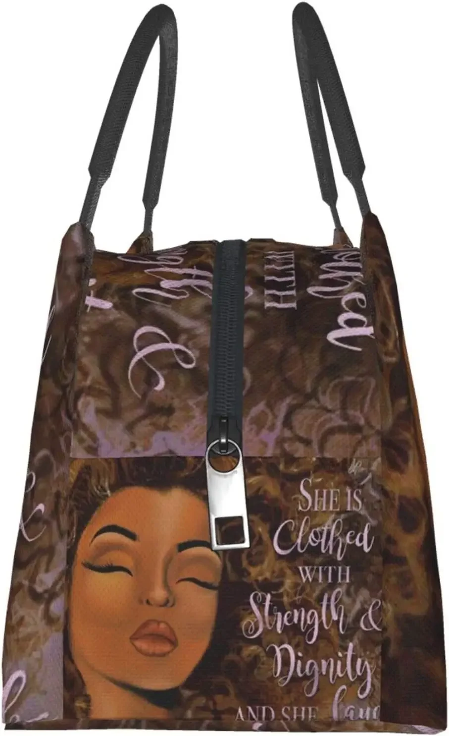 African American Women Lunch Bag Cooler Bags Insulated Tote Bag Portable Lunch Box Reusable Container for Travel Picnic Work