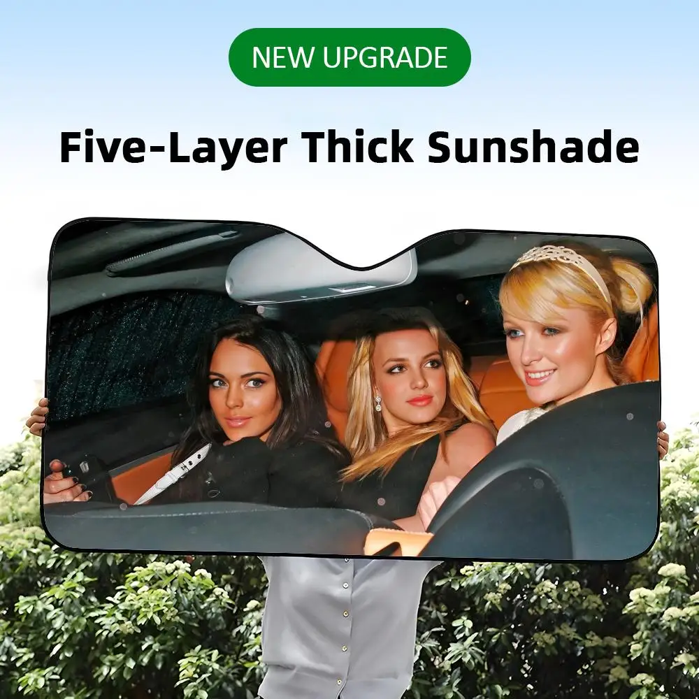 

P-Paris H-Hilton Sun Visor Five-Layer Aluminum Foil Windshield Sunshades UV Protector & Heat Shield Car Front Window
