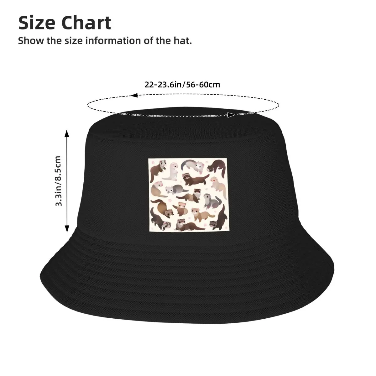 Ferret - Bright Bucket Hats Panama For Man Woman Bob Hats Reversible Fisherman Hats Summer Beach Fishing Unisex Caps