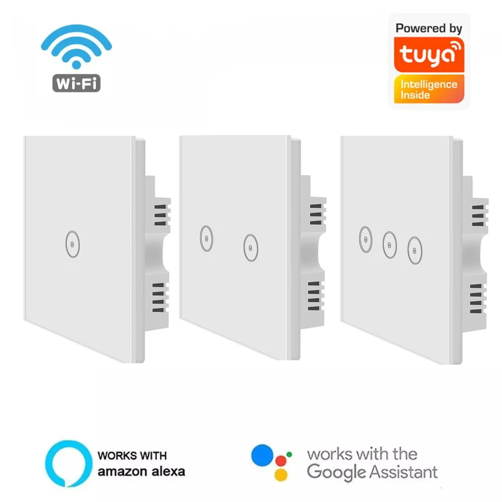 

Tuya Smart Life Home House WiFi Wireless Remote Wall Switch 1/2/3 Gang Light Switch 100-240V Works with Alexa Hey Google