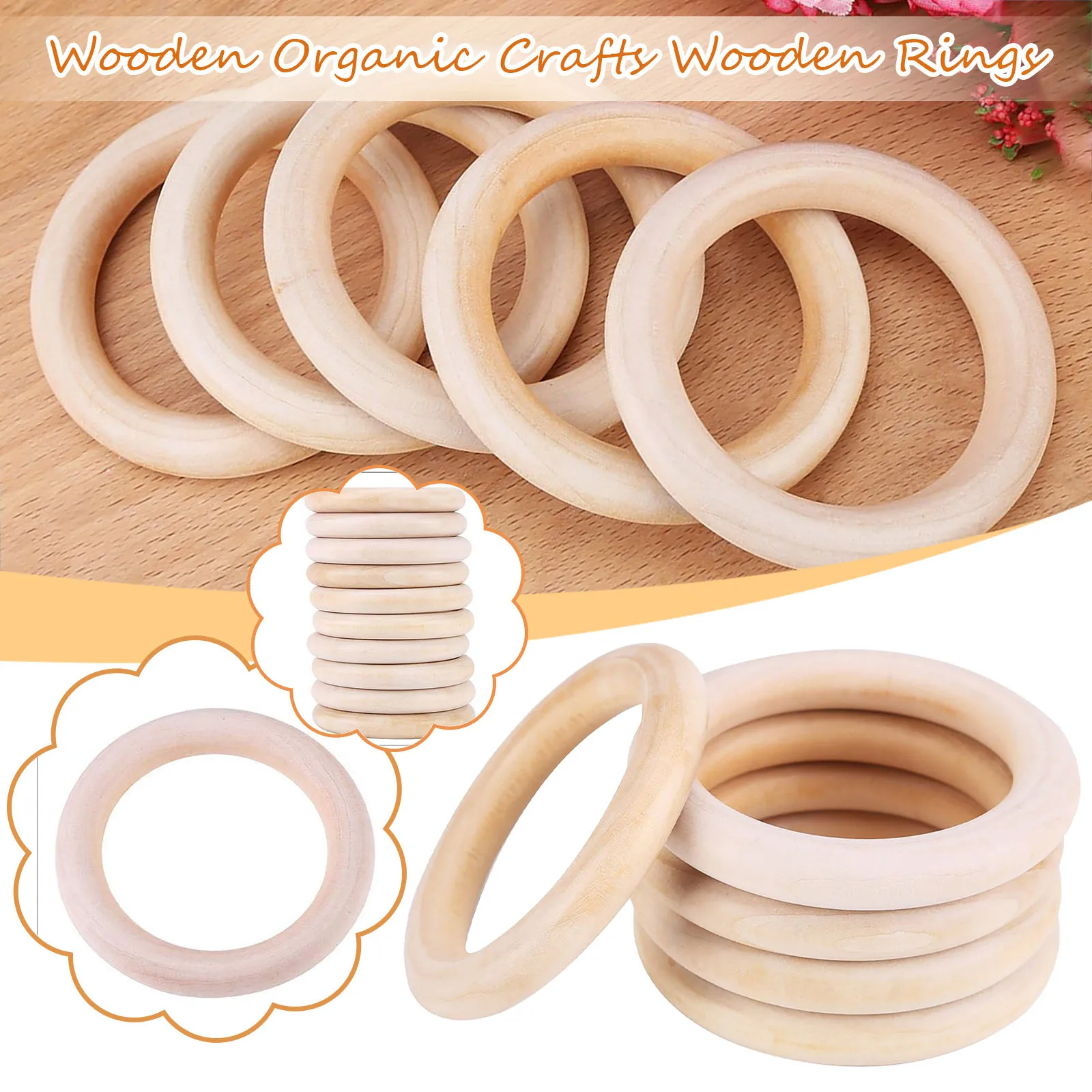 70mm Beech Wooden Ring Baby Teether Teething Ring Round Ring Diy Pacifier Chain Bracelet Accessory Toys Bpa Free