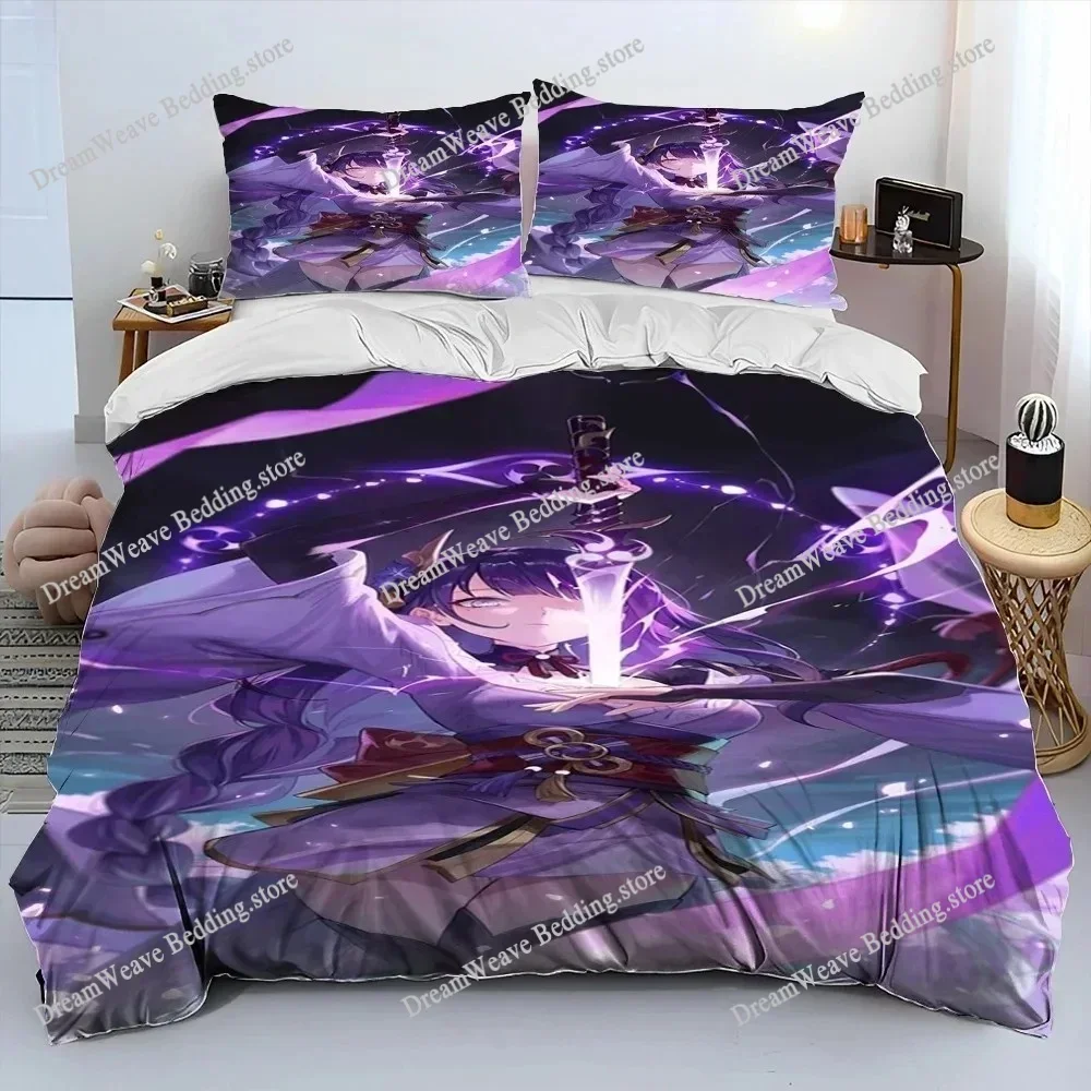 Genshin Impact Element Luxury Bedding Set Japan Anime Cartoon Duvet Cover Set Comforter Bedspread Twin Single Size Printed592592