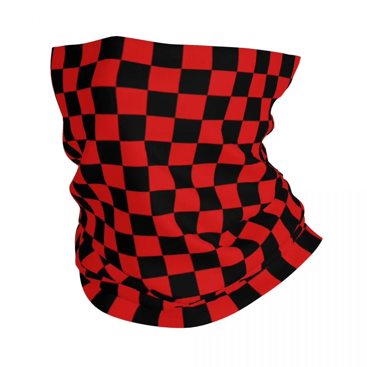 Custom Black And White Checkered Bandana Neck Warmer Windproof Wrap Face Scarf for Ski Geometric Checkerboard Gaiter Headband