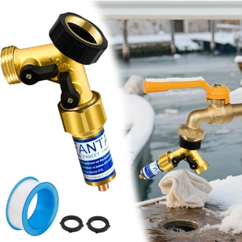 Messing vorstbestendige klep met Y-slangsplitter 34 inch voor buitenkraan Vorstbescherming Geschikt voor 34 inch schroefdraad