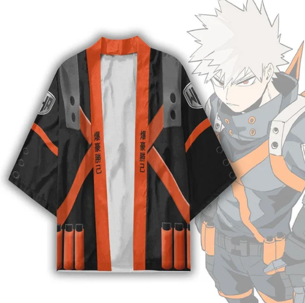 Katsuki Kimono Cardigans Custom My Hero Academia Robe Ukiyo-e Kimono Cloak Loose Three-quarter Sleeve Cardigan Haori