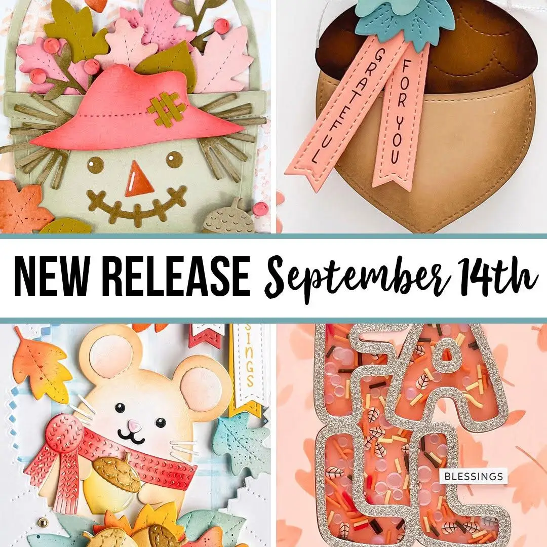 September 2026 New Fall Mouse Acorn Leaves Metal Cutting Dies Clear Stamps Stencil For DIY Scrapbook Craft Decoration Template