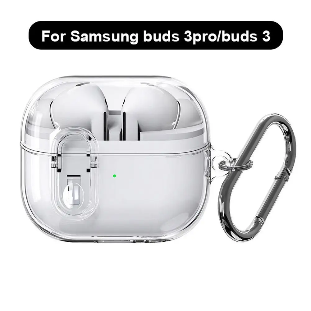 For Samsung Galaxy Buds3/Buds3 Pro Advanced Transparent Anti-fall Shell With Climbing Buckle Anti-oxidation Protective Cover