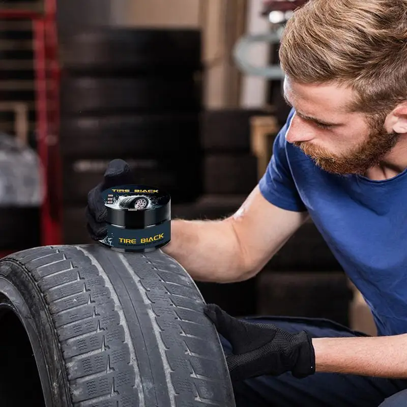 Pasta de recubrimiento de neumáticos de coche, 50g, pasta de pulido de neumáticos de coche para recubrimiento, apósito, mantenimiento automotriz de larga duración, cera de neumáticos con esponja