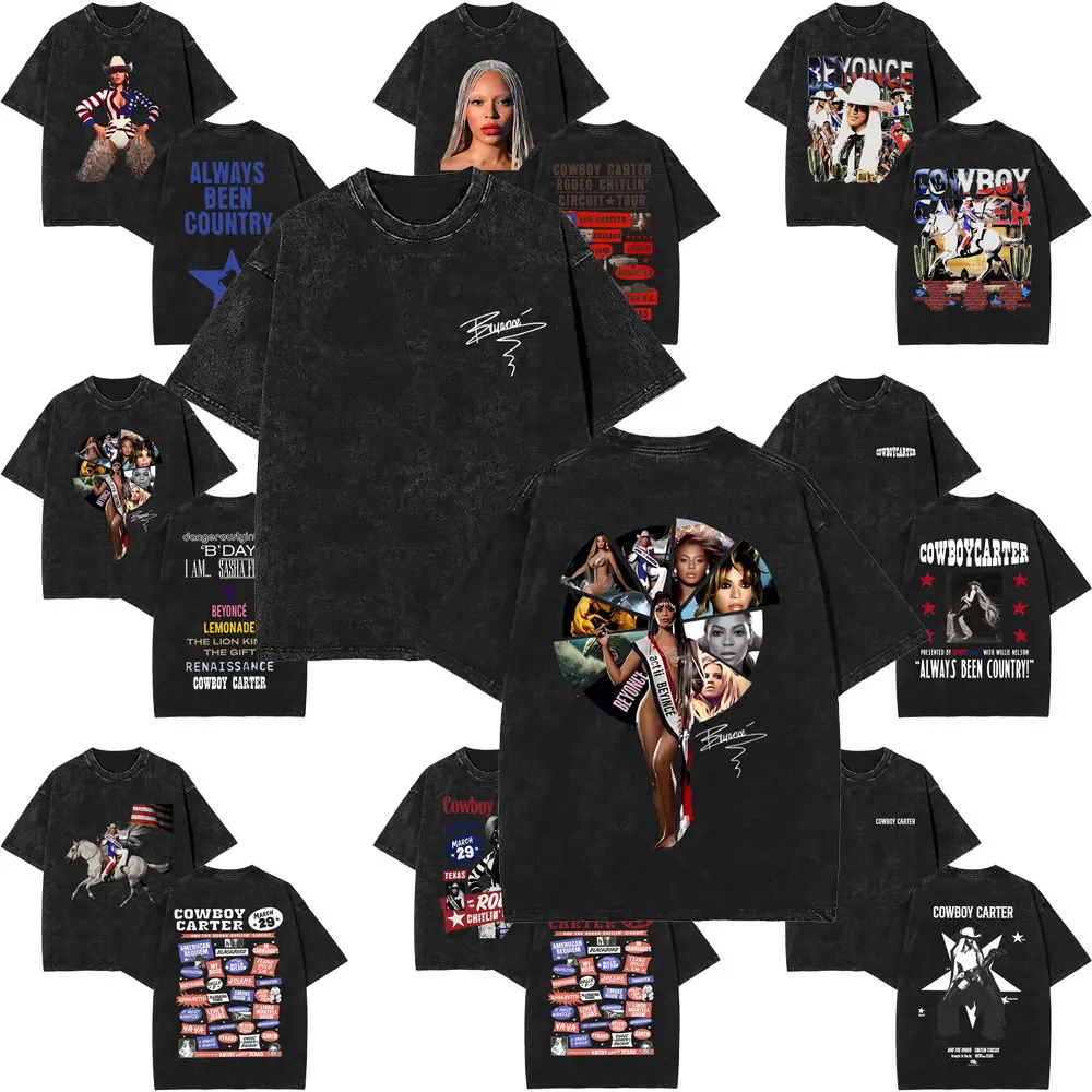 

Hot Sale Beyonce Pop Music Album Graphic T-shirt Cowboy Carter T Shirts Men Women Vintage Oversized T-shirts Casual Cotton Tees