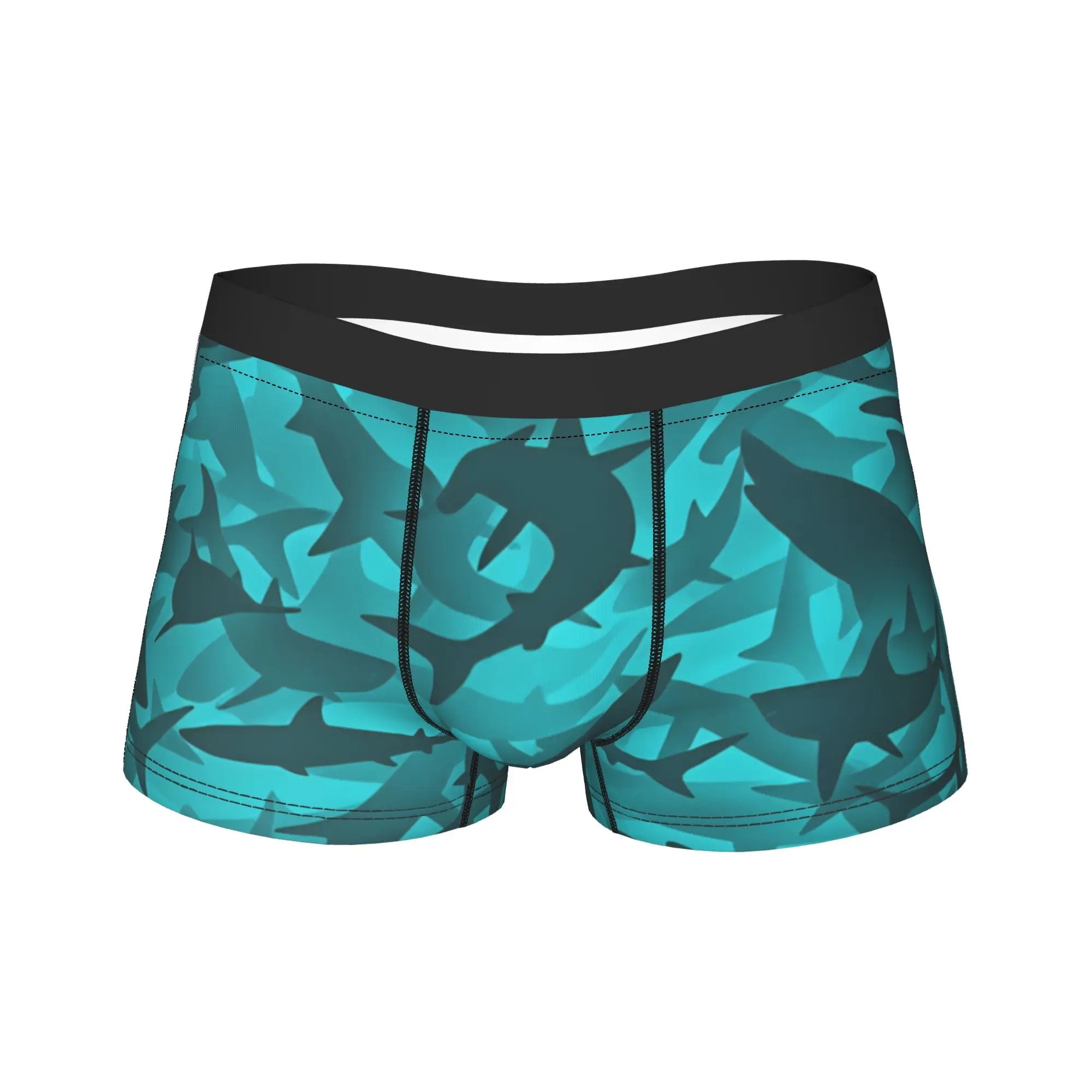 

Shark Silhouette Camouflage Seamless Pattern Underwear Men's Panties Custom DIY Novelty Boxershorts High Quality Boxer Brief